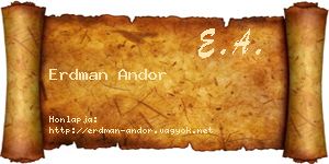 Erdman Andor névjegykártya